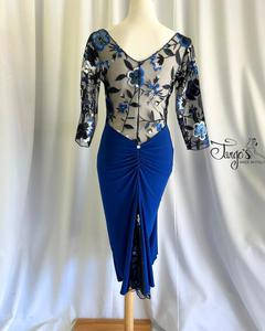 Abito Angeles bluette con pizzo ricamato