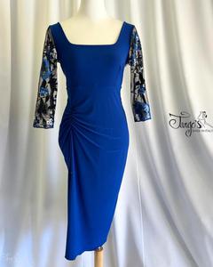 Abito Angeles bluette con pizzo ricamato
