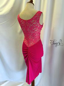 Abito Angeles in fucsia con pizzo