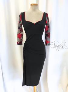Dress Angeles black and red embroidery lace