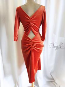 Annalisa orange velvet dress