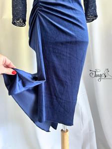 Abito Annette velluto blu e pizzo blu con glitter