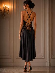 Abito Consuelo nero con pizzo