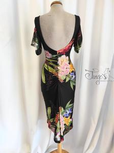 Dress Cosetta flower balck and flower multicolored