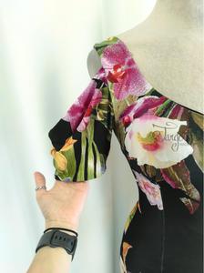 Dress Cosetta flower balck and flower multicolored