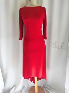 Dress Daniela in red jersey with laces and sleeves
