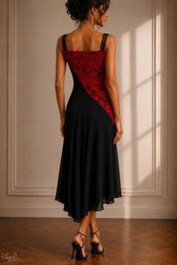 Abito Delmara pizzo rosso e jersey nero