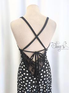 Dress Erika in black and white dots with lace