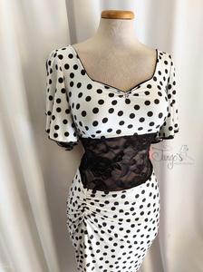 Dress Giusy black and white pois with back laces