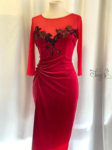 Giusy red velvet dress