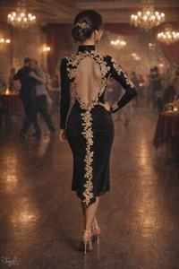 Abito Greta velluto e pizzo ricamato