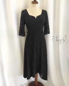 Dress Helen in black lace with sleeves