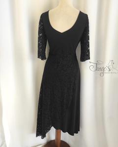 Dress Helen in black lace with sleeves