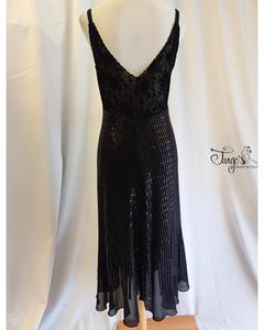 Abito Irene  in tessuto luccicante e pizzo