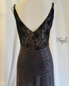 Abito Irene  in tessuto luccicante e pizzo