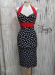 Dress Lea pois white black and red