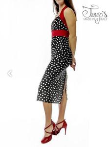 Abito Lea Pois bianco nero e rosso