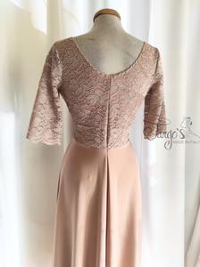 Abito Loretta beige con pizzo oro