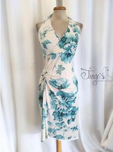 Dress Lory in white with Tiffany and turquoise flower