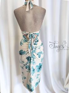 Dress Lory in white with Tiffany and turquoise flower