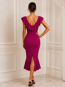 Abito Lucia magenta con volant