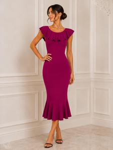Abito Lucia magenta con volant