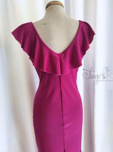 Dress Lucia magenta color with rouches