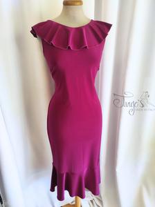 Dress Lucia magenta color with rouches