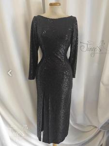 Abito Magali paillettes nero con manica