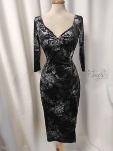 Dress Mariella grey velvet flower