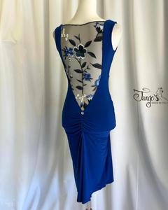 Mercedes dress in blue velvet and embroidered lace- 69d91fc561cd5