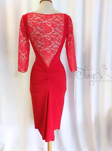 Dress Mercedes red with lace