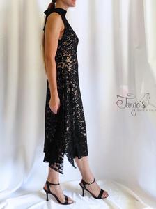 Dress Milena in gold jersey and black lace, variant 2