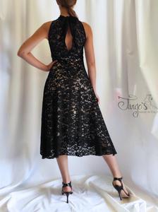 Dress Milena in gold jersey and black lace, variant 2