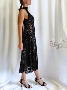 Dress Milena in gold jersey and black lace, variant 2