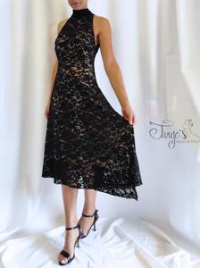 Dress Milena in gold jersey and black lace, variant 2