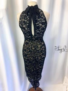 Milena gold and black lace sheath dress