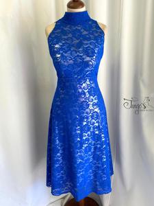 Dress Milena in silver jersey and bluette lace