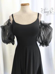 Dress Nuvola black with organza finishes