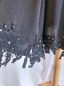 Dress Paulina black with silver strass and lace, with internal body