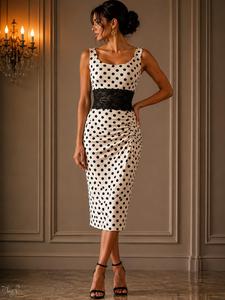 Dress Rosalba white with black dots