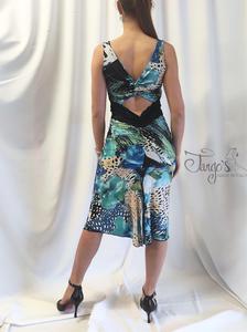 Dress Rosalba jungle with back draping