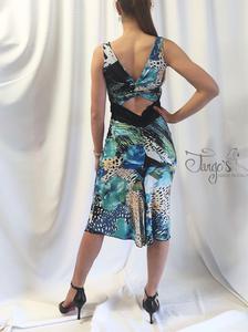 Dress Rosalba jungle with back draping