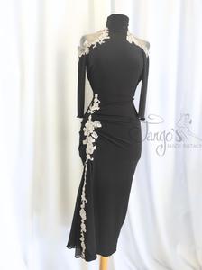 Dress Tiziana in black and white emboidery flower