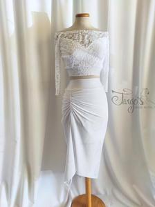 Annabelle suit in white, top and skirt