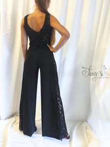 Set Berta in black fabric with lace insert