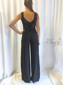 Set Berta in black fabric with lace insert