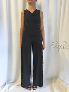 Completo Berta nero con inserti di pizzo