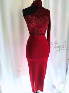 Milva2 asymmetrical top in glitter lace