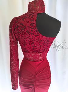 Milva2 asymmetrical top in glitter lace